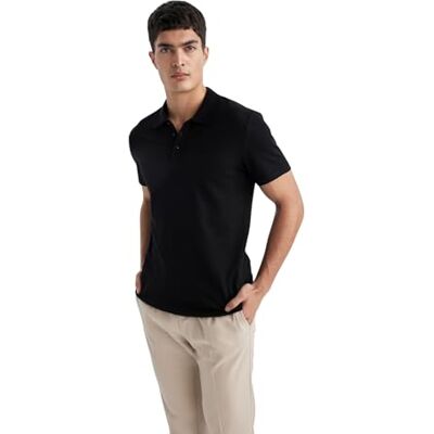 DeFacto Herren Basic Poloshirt Klassisches T-Shirt für Männer Black 3XL DeFacto Herren Basic Poloshirt Klassisches T-Shirt für Männer Black 3XL