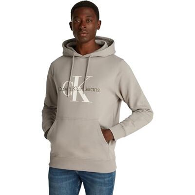 Calvin Herren Hoodie Seasonal Monologo Regular aus Baumwolle, Grau (Rock Ridge), XS Calvin Herren Hoodie Seasonal Monologo Regular aus Baumwolle, Grau (Rock Ridge), XS