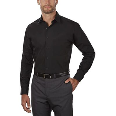 Van Heusen Herren Tall Fit Dress Shirts Poplin Klassisches Hemd, Schwarz, 56 cm Hals 89 cm-91 cm Ärmel Van Heusen Herren Tall Fit Dress Shirts Poplin Klassisches Hemd, Schwarz, 56 cm Hals 89 cm-91 cm Ärmel