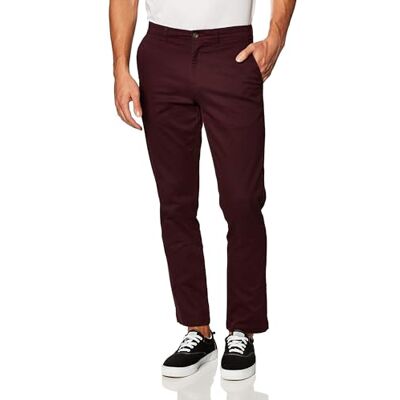 Amazon Essentials Men's Relaxed-Fit Casual Stretch Khaki, Burgundy, 34W x 32L Amazon Essentials Men's Relaxed-Fit Casual Stretch Khaki, Burgundy, 34W x 32L