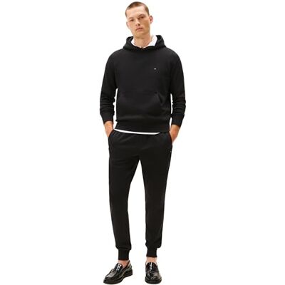 Tommy Hilfiger Herren Trainingsanzug Flag Logo mit Kapuze, Schwarz (Black), M Tommy Hilfiger Herren Trainingsanzug Flag Logo mit Kapuze, Schwarz (Black), M