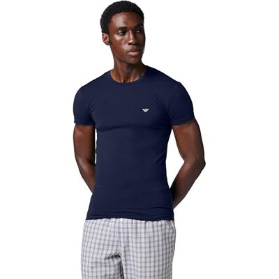Giorgio Armani Herren Shiny Logoband Crew Neck T-Shirt Blau XL Giorgio Armani Herren Shiny Logoband Crew Neck T-Shirt Blau XL