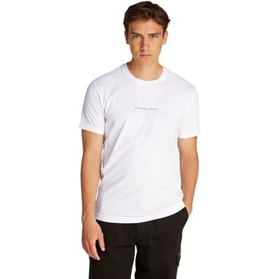 Calvin Klein Herren T-Shirts Kurzarm Minimal Logo Tee Rundhalsausschnitt, Weiß (Bright White), XXL Calvin Klein Herren T-Shirts Kurzarm Minimal Logo Tee Rundhalsausschnitt, Weiß (Bright White), XXL