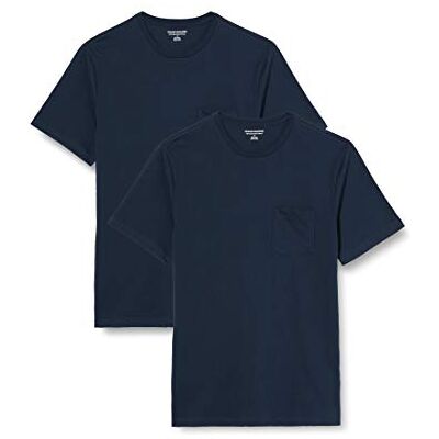 Amazon Essentials Herren Kurzärmeliges T-Shirt mit Rundhalsausschnitt und Tasche, 2er-Pack, Marineblau, XS Amazon Essentials Herren Kurzärmeliges T-Shirt mit Rundhalsausschnitt und Tasche, 2er-Pack, Marineblau, XS