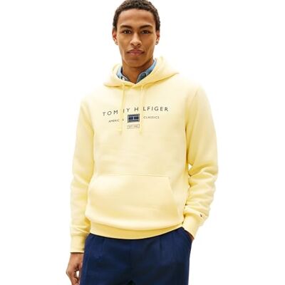 Tommy Hilfiger Herren Hoodie Brand Love mit Bauchtasche, Gelb (Citronella), XXL Tommy Hilfiger Herren Hoodie Brand Love mit Bauchtasche, Gelb (Citronella), XXL