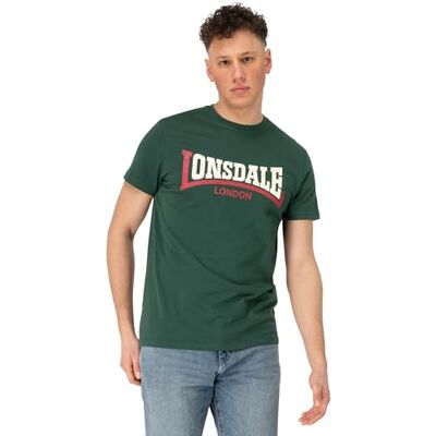 Lonsdale Herren T-Shirt Normale Passform Two Tone XL, Bottle Green/Red/Ecru Lonsdale Herren T-Shirt Normale Passform Two Tone XL, Bottle Green/Red/Ecru