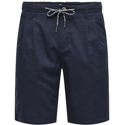 Only & Sons Herren Onsleo Linen Mix 0048 Shorts 22029244,Dark Navy,L Only & Sons Herren Onsleo Linen Mix 0048 Shorts 22029244,Dark Navy,L