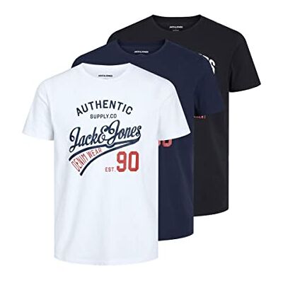 JACK & JONES Herren Jjethan Tee Crew Neck 3pk Mp Noos T Shirt, Schwarz, XL EU JACK & JONES Herren Jjethan Tee Crew Neck 3pk Mp Noos T Shirt, Schwarz, XL EU