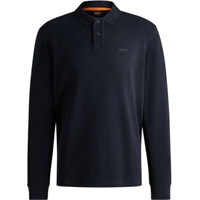 Boss Herren Petempestolong Poloshirt aus Baumwoll-Mix mit Waffelstruktur Dunkelblau L Boss Herren Petempestolong Poloshirt aus Baumwoll-Mix mit Waffelstruktur Dunkelblau L