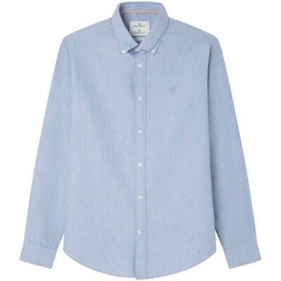 Springfield Herren Oxford Tencel Shirt with Peach Melange Hemd, blau, L Springfield Herren Oxford Tencel Shirt with Peach Melange Hemd, blau, L