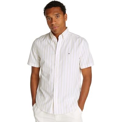 Tommy Hilfiger Herren Hemd Flex Poplin Kurzarm, Mehrfarbig (Citronella/Optic White), L Tommy Hilfiger Herren Hemd Flex Poplin Kurzarm, Mehrfarbig (Citronella/Optic White), L