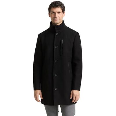 TOM TAILOR Herren 1046983 2-in-1 Wollmantel Mit Abnehmbarer Innenjacke, 29999 Black, L EU TOM TAILOR Herren 1046983 2-in-1 Wollmantel Mit Abnehmbarer Innenjacke, 29999 Black, L EU