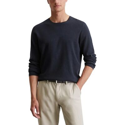 Marc O' Polo Herren Strickpullover aus Bio-Baumwolle mit Piqué-Struktur, Blau (Dark Navy), M Marc O' Polo Herren Strickpullover aus Bio-Baumwolle mit Piqué-Struktur, Blau (Dark Navy), M
