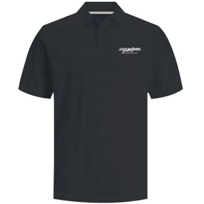 JACK & JONES Herren Jjalvis Polo Ss Poloshirt, Black/Detail:Melange, M JACK & JONES Herren Jjalvis Polo Ss Poloshirt, Black/Detail:Melange, M