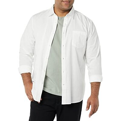 Amazon Essentials Herren Langärmeliges Business Hemd aus Popeline Normale Passform, Weiß, XS Amazon Essentials Herren Langärmeliges Business Hemd aus Popeline Normale Passform, Weiß, XS
