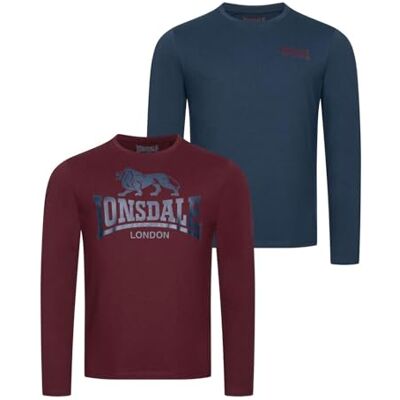 Lonsdale Herren Langarmshirt Normale Passform Doppelpack Ayrshire XXL, Dark Navy/Oxblood Lonsdale Herren Langarmshirt Normale Passform Doppelpack Ayrshire XXL, Dark Navy/Oxblood