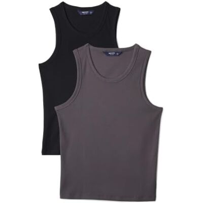 Amazon Essentials Herren Slim-Fit-Tanktop Mit Rippstrick, 2er-Pack, Anthrazit/Schwarz, M Amazon Essentials Herren Slim-Fit-Tanktop Mit Rippstrick, 2er-Pack, Anthrazit/Schwarz, M