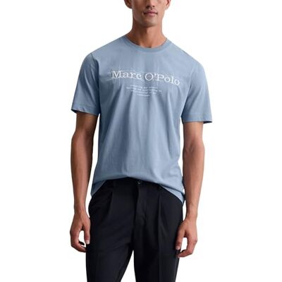 Marc O' Polo Marc OߴPolo Herren T-Shirt aus Bio-Baumwolle mit Logo-Print, Blau (Meltwater), XS Marc O' Polo Marc OߴPolo Herren T-Shirt aus Bio-Baumwolle mit Logo-Print, Blau (Meltwater), XS