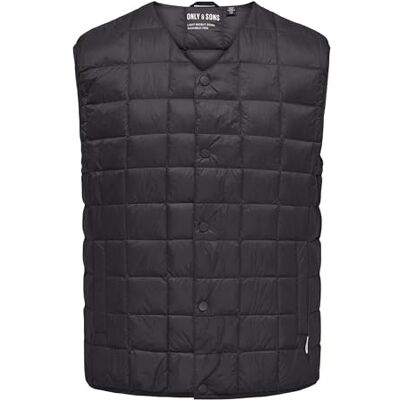 Only & Sons Herren Onsgavin Life Light Quilted Snap Vest, Schwarz, XL EU Only & Sons Herren Onsgavin Life Light Quilted Snap Vest, Schwarz, XL EU