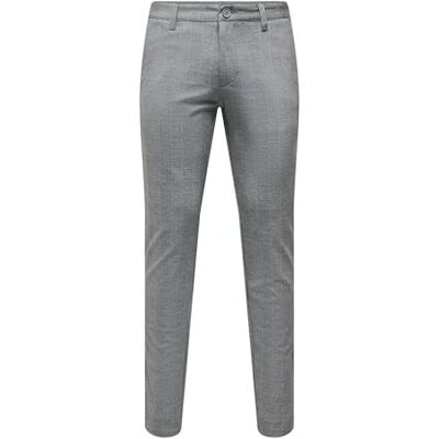 Only & Sons O&S Stoffhose Chino Elegante Business Pants Karierte Stretch Trousers Slim Fit Tapered Leg ONSMARK, Farben:Grau, Größe Hosen:36W / 34L, Beinlänge:L34 Only & Sons O&S Stoffhose Chino Elegante Business Pants Karierte Stretch Trousers Slim Fit Tapered Leg ONSMARK, Farben:Grau, Größe Hosen:36W / 34L, Beinlänge:L34