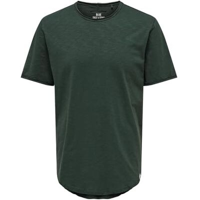 Only & Sons Herren O&S Rundhals T-Shirt Langes Einfarbiges Kurzarm Shirt Basic Shortsleeve aus Baumwolle ONSBENNE, Farben:Grün-4, Größe:M Only & Sons Herren O&S Rundhals T-Shirt Langes Einfarbiges Kurzarm Shirt Basic Shortsleeve aus Baumwolle ONSBENNE, Farben:Grün-4, Größe:M