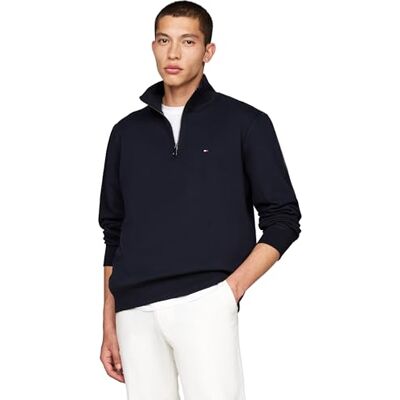 Tommy Hilfiger Herren Sweatshirt mit Reißverschluss Essential Fleece 1/4 Zip Mock-Rollkragen, Blau (Desert Sky), M Tommy Hilfiger Herren Sweatshirt mit Reißverschluss Essential Fleece 1/4 Zip Mock-Rollkragen, Blau (Desert Sky), M