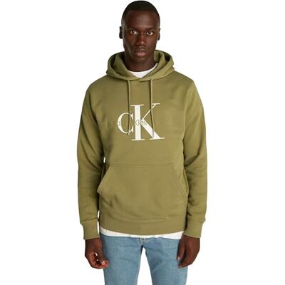 Calvin Herren Hoodie Seasonal Monologo Regular aus Baumwolle, Grün (Gothic Olive), 5XL Calvin Herren Hoodie Seasonal Monologo Regular aus Baumwolle, Grün (Gothic Olive), 5XL