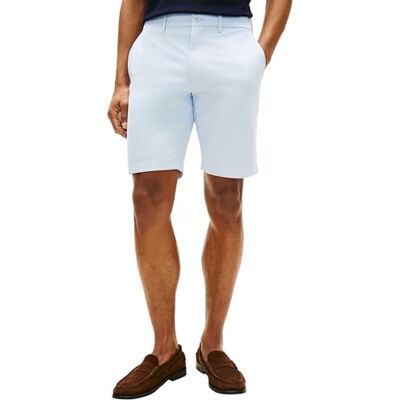 Tommy Hilfiger Herren Chino Shorts Denton Twill aus Baumwolle mit Stretch, Blau (Breezy Blue), 40W Tommy Hilfiger Herren Chino Shorts Denton Twill aus Baumwolle mit Stretch, Blau (Breezy Blue), 40W