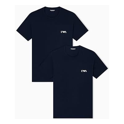 Giorgio Armani Man's Bold Monogram 2-Pack Crew Neck T-Shirt Blue XXL Fitted, Armani Blue/Armani Blue, XXL Giorgio Armani Man's Bold Monogram 2-Pack Crew Neck T-Shirt Blue XXL Fitted, Armani Blue/Armani Blue, XXL