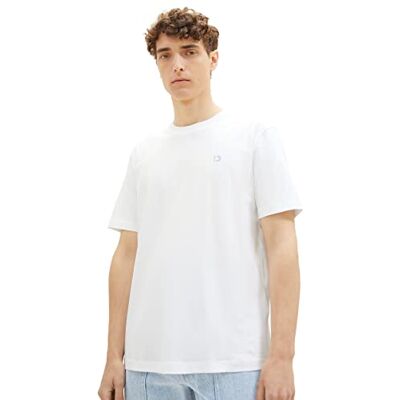 TOM TAILOR Denim Herren Slim Fit T-Shirt in Unifarben aus Baumwolle TOM TAILOR Denim Herren Slim Fit T-Shirt in Unifarben aus Baumwolle
