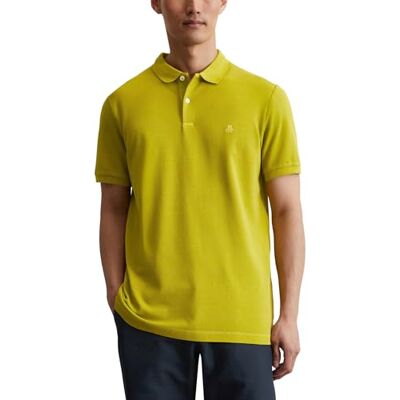 Marc O' Polo Herren Kurzarm-Poloshirt mit Stretch-Anteil Shaped Fit, Gelb (Vibrant Green), L Marc O' Polo Herren Kurzarm-Poloshirt mit Stretch-Anteil Shaped Fit, Gelb (Vibrant Green), L