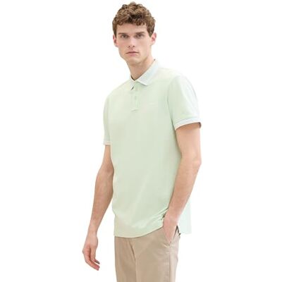 TOM TAILOR Herren Basic Piqué Poloshirt mit Logo-Print , tender sea green, XXL TOM TAILOR Herren Basic Piqué Poloshirt mit Logo-Print , tender sea green, XXL
