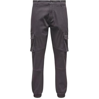 Only & Sons Herren Cargo Hose ONSCAM Stage 6687 Tapered Fit Grau W27-W38, Größe:33W / 32L, Farbe:Grey Pinstripe 22016687 Only & Sons Herren Cargo Hose ONSCAM Stage 6687 Tapered Fit Grau W27-W38, Größe:33W / 32L, Farbe:Grey Pinstripe 22016687