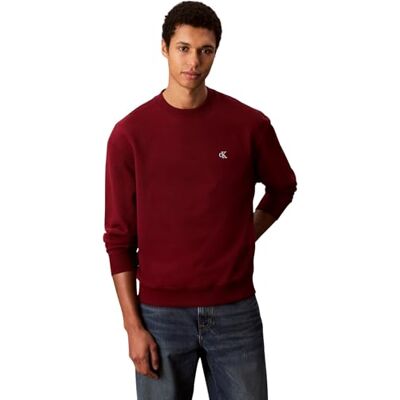 Calvin Herren Sweatshirt Terry Monogram Relaxed Fit, Rot (Renaissance Red), L Calvin Herren Sweatshirt Terry Monogram Relaxed Fit, Rot (Renaissance Red), L