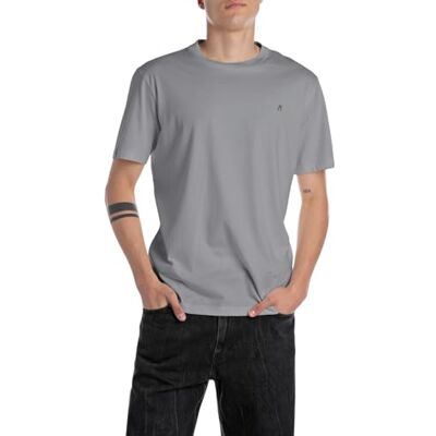 Replay Herren T-Shirt Kurzarm Basic, Lead Grey 093 (Grau), XXL Replay Herren T-Shirt Kurzarm Basic, Lead Grey 093 (Grau), XXL