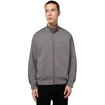 Giorgio Armani Men's Long Sleeve Side Logo Lettering Zip Closure, Sweatshirt, Grey, L Giorgio Armani Men's Long Sleeve Side Logo Lettering Zip Closure, Sweatshirt, Grey, L