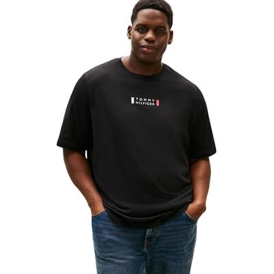Tommy Hilfiger Herren T-Shirt Kurzarm Brand Love mit Rundhalsausschnitt, Schwarz (Black), 2XL Tommy Hilfiger Herren T-Shirt Kurzarm Brand Love mit Rundhalsausschnitt, Schwarz (Black), 2XL
