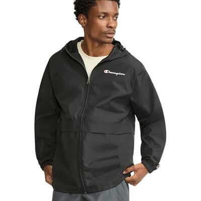 Champion Herren Stadionjacke mit Durchgehendem Reißverschluss, Windabweisend, Wasserabweisend Jacke, Schwarz, Größe S – kleines Schrift-Logo, M Champion Herren Stadionjacke mit Durchgehendem Reißverschluss, Windabweisend, Wasserabweisend Jacke, Schwarz, Größe S – kleines Schrift-Logo, M