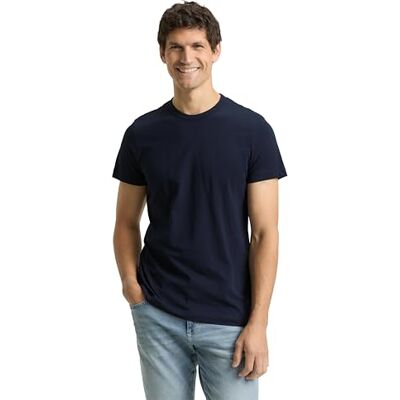 TOM TAILOR Herren 1048598 T-Shirt, 10668 Sky Captain Blue, S EU TOM TAILOR Herren 1048598 T-Shirt, 10668 Sky Captain Blue, S EU