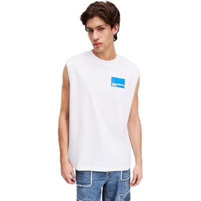 KARL LAGERFELD JEANS Relaxed Box Logo Tank, Men, White, Tank KARL LAGERFELD JEANS Relaxed Box Logo Tank, Men, White, Tank