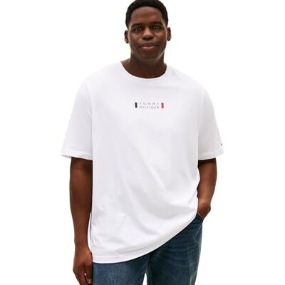 Tommy Hilfiger Herren T-Shirt Kurzarm Brand Love mit Rundhalsausschnitt, Weiß (White), 2XL Tommy Hilfiger Herren T-Shirt Kurzarm Brand Love mit Rundhalsausschnitt, Weiß (White), 2XL