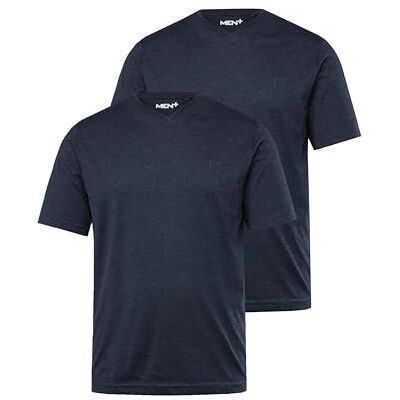 Men Plus Herren große Größen Übergrößen Menswear L-8XL T-Shirt, Basic, 2er-Pack, Halbarm, V-Ausschnitt Navy blau 5XL 836299130-5XL Men Plus Herren große Größen Übergrößen Menswear L-8XL T-Shirt, Basic, 2er-Pack, Halbarm, V-Ausschnitt Navy blau 5XL 836299130-5XL
