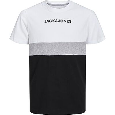 JACK & JONES Herren T-Shirt Plus Size Colour Blocking 12233961,Weiß,L JACK & JONES Herren T-Shirt Plus Size Colour Blocking 12233961,Weiß,L
