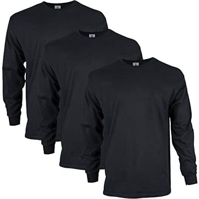 Gildan Unisex Langärmliges T-Shirt aus Ultra-Baumwolle, Stil G2400 T-Shirt, Schwarz (3er-Pack), L Gildan Unisex Langärmliges T-Shirt aus Ultra-Baumwolle, Stil G2400 T-Shirt, Schwarz (3er-Pack), L