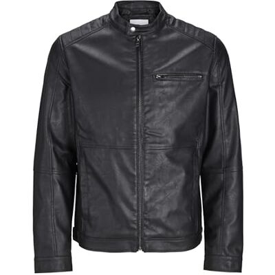 JACK & JONES Herren JJEDYLAN PU Biker Jacket NOOS 12261196,Schwarz,M JACK & JONES Herren JJEDYLAN PU Biker Jacket NOOS 12261196,Schwarz,M
