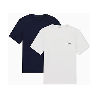 Giorgio Armani Man's Bold Monogram 2-Pack Crew Neck T-Shirt Blue M Fitted Fit, blau, M Giorgio Armani Man's Bold Monogram 2-Pack Crew Neck T-Shirt Blue M Fitted Fit, blau, M