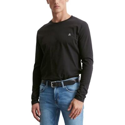 Marc O' Polo Marc OߴPolo Herren Langarmshirt aus Bio-Baumwolle mit Rundhalsausschnitt, Schwarz (Black), S Marc O' Polo Marc OߴPolo Herren Langarmshirt aus Bio-Baumwolle mit Rundhalsausschnitt, Schwarz (Black), S