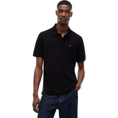 Tommy Jeans Herren Poloshirt Essential Regular Fit, Schwarz (Black), XXL Tommy Jeans Herren Poloshirt Essential Regular Fit, Schwarz (Black), XXL
