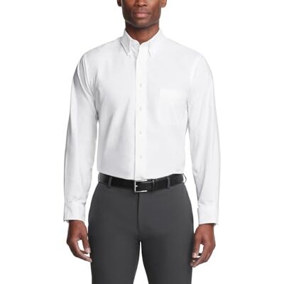 Van Heusen Herren, Normale Passform, Oxford, Einfarbig Klassisches Hemd, Weiß, 19.5"-20" Neck 36"-37" Sleeve Van Heusen Herren, Normale Passform, Oxford, Einfarbig Klassisches Hemd, Weiß, 19.5"-20" Neck 36"-37" Sleeve