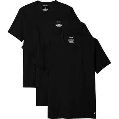 Calvin Herren 3er Pack T-Shirts Kurzarm Crew Neck Basic, Schwarz (Black, Black, Black), XS Calvin Herren 3er Pack T-Shirts Kurzarm Crew Neck Basic, Schwarz (Black, Black, Black), XS
